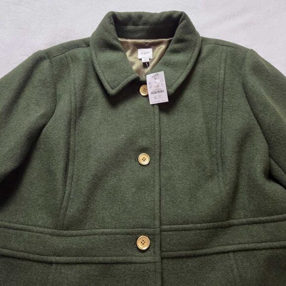 New 22 J Crew Factory wool-blend lady day coat in Pine Green - Picture 4 of 12
